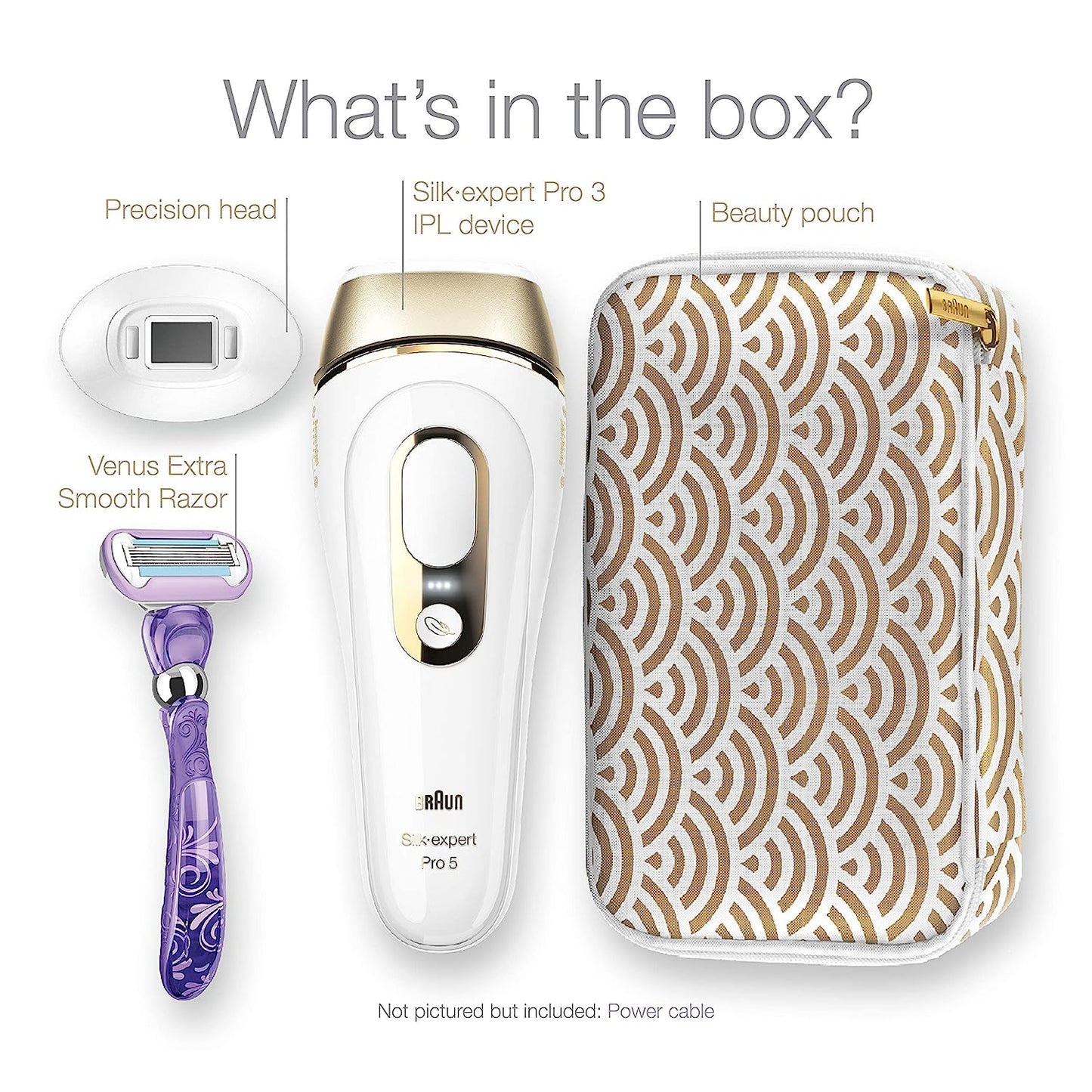 Braun IPL Long-Lasting Hair Removal for Women and Men, Silk Expert Pro 5 with Venus Swirl Razor, Long-lasting Reduction in Hair Regrowth for Body & Face, Corded