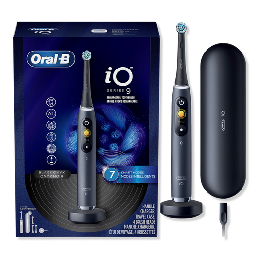 Oral-B iO Series 9 Electric Toothbrush with 3 Replacement Brush Heads, Black Onyx