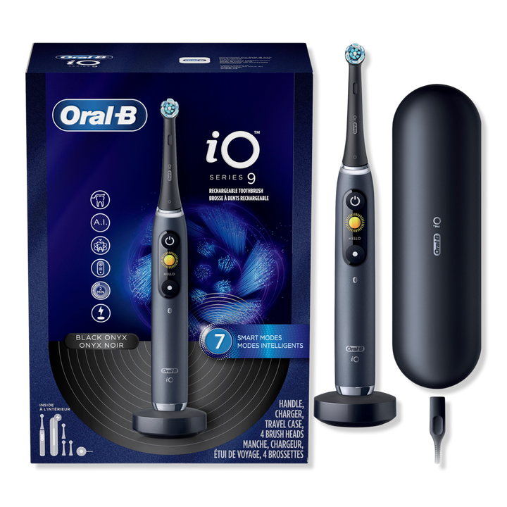 Oral-B iO Series 9 Electric Toothbrush with 3 Replacement Brush Heads, Black Onyx